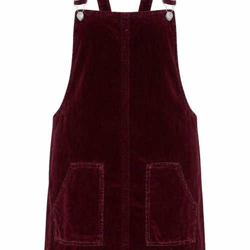 Topshop MOTO Women’s Burgundy UK 12 Velvet Pinafore Mini Dress