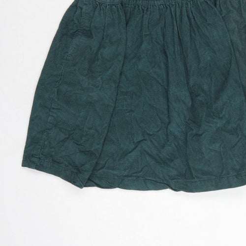 Next Girls Green Corduroy Pinafore Dress 7 Years Knee Length Cotton