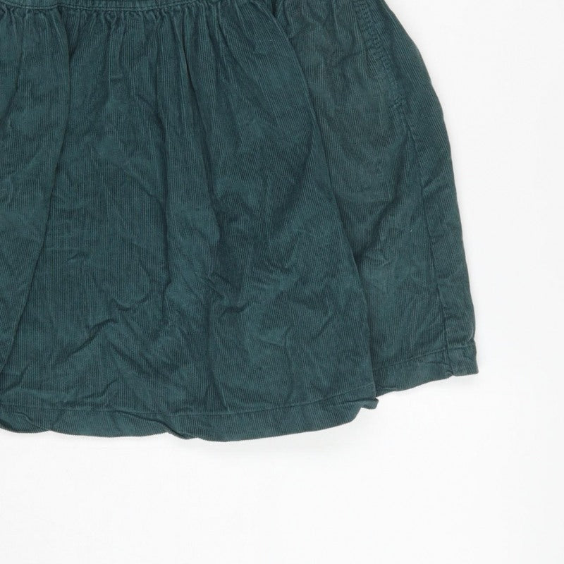 Next Girls Green Corduroy Pinafore Dress 7 Years Knee Length Cotton