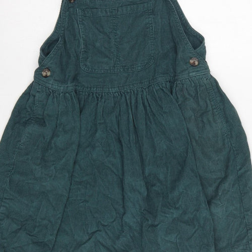 Next Girls Green Corduroy Pinafore Dress 7 Years Knee Length Cotton