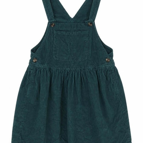 Next Girls Green Corduroy Pinafore Dress 7 Years Knee Length Cotton