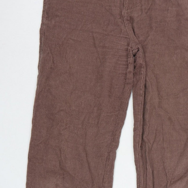 Santa Cruz Women's Brown UK 8 Corduroy Straight Trousers Logo
