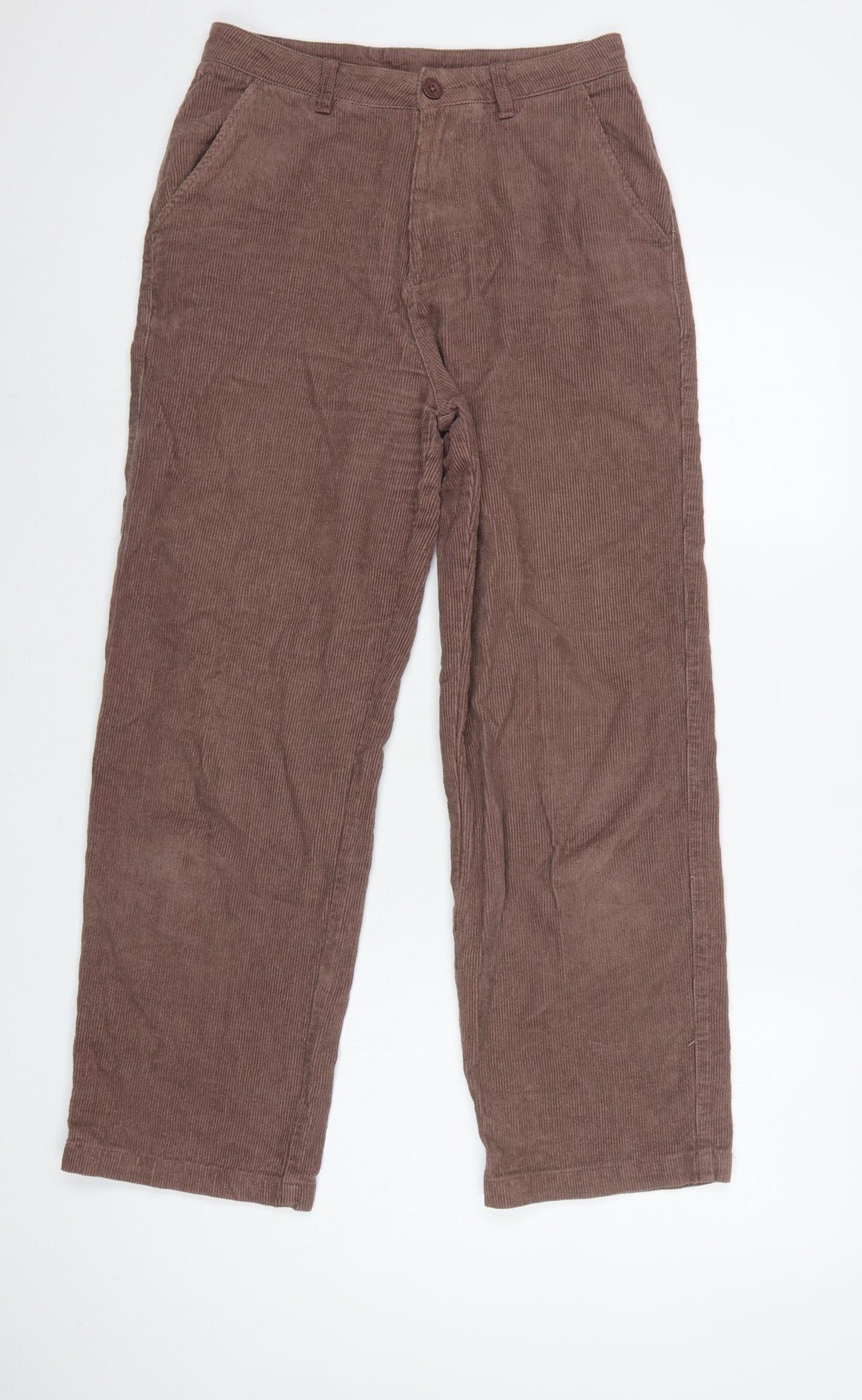 Santa Cruz Women's Brown UK 8 Corduroy Straight Trousers Logo
