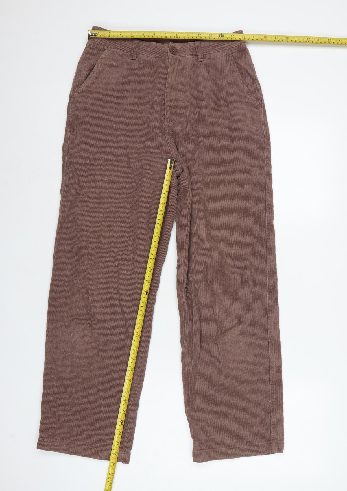 Santa Cruz Women's Brown UK 8 Corduroy Straight Trousers Logo