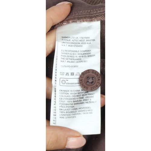 Santa Cruz Women's Brown UK 8 Corduroy Straight Trousers Logo