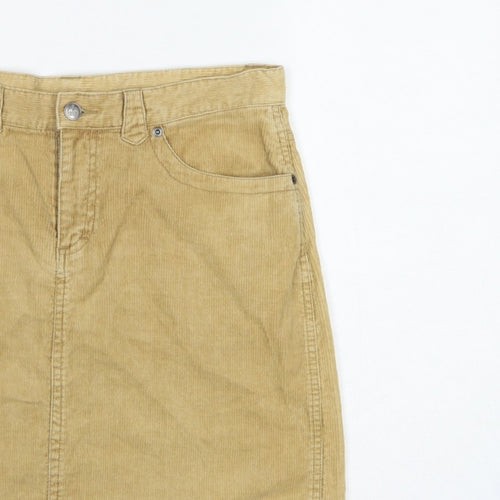 Divided by H&M Women Beige UK 12 Corduroy Pencil Mini Skirt Pockets