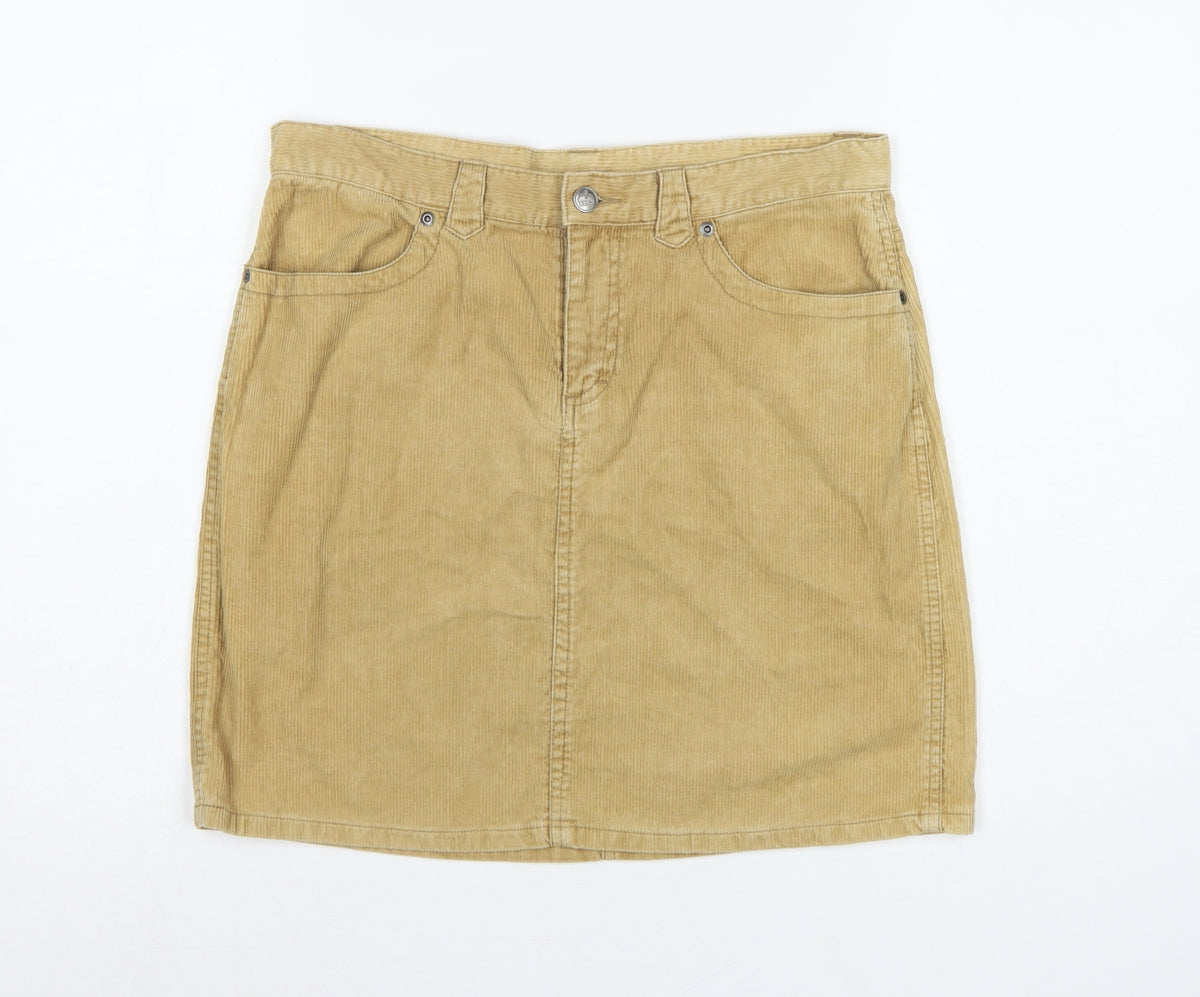Divided by H&M Women Beige UK 12 Corduroy Pencil Mini Skirt Pockets