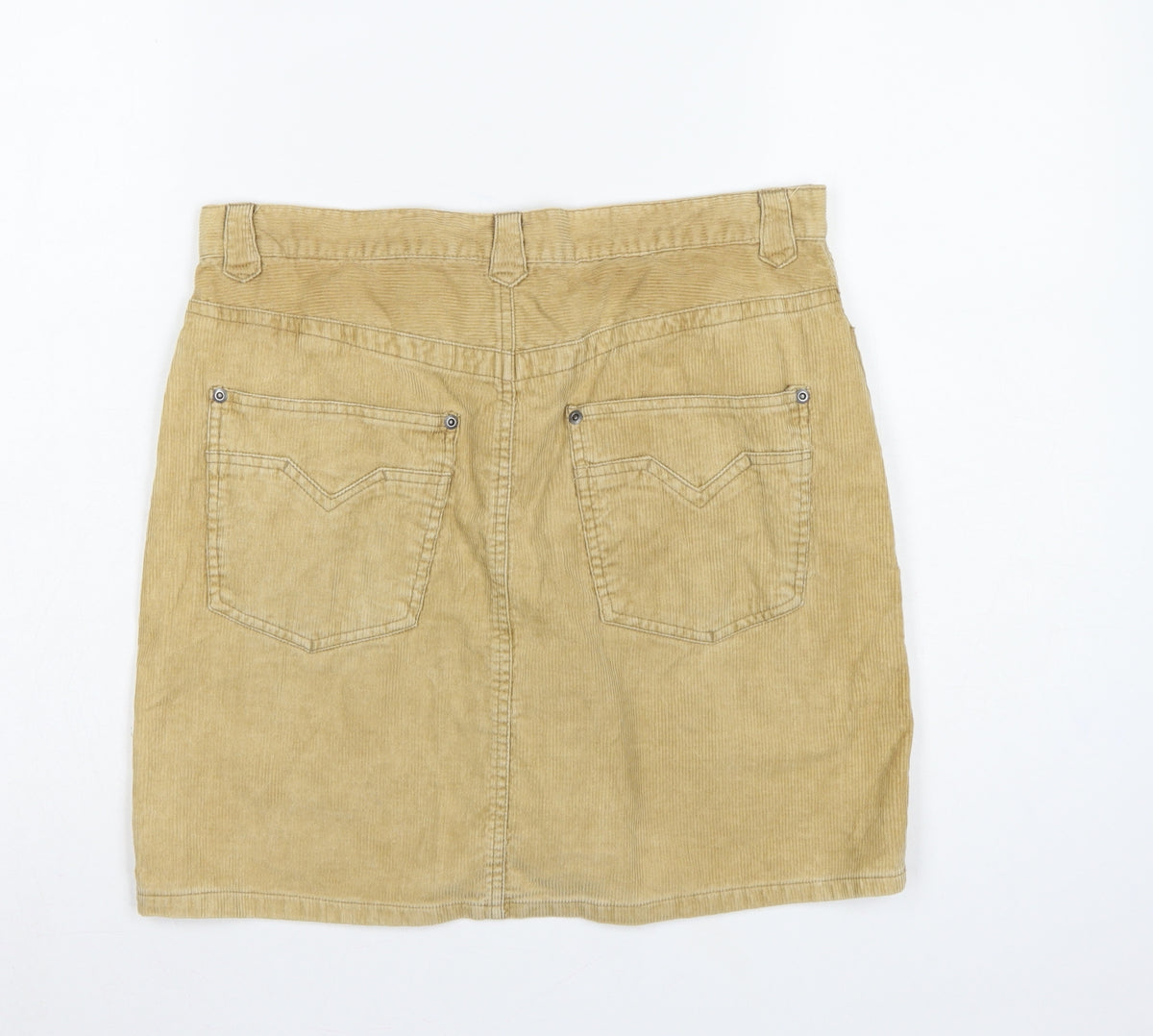 Divided by H&M Women Beige UK 12 Corduroy Pencil Mini Skirt Pockets