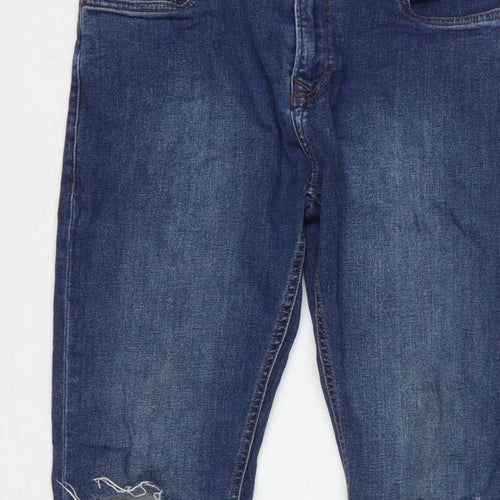 Next Men's Blue W32 L31 Skinny Distressed Stretch Denim Jeans