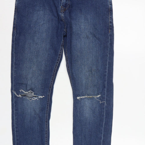 Next Men's Blue W32 L31 Skinny Distressed Stretch Denim Jeans