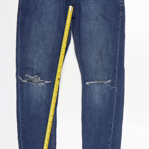 Next Men's Blue W32 L31 Skinny Distressed Stretch Denim Jeans