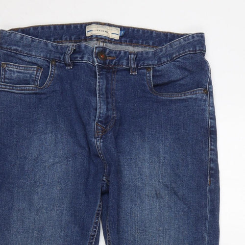 Next Men's Blue W32 L31 Skinny Distressed Stretch Denim Jeans