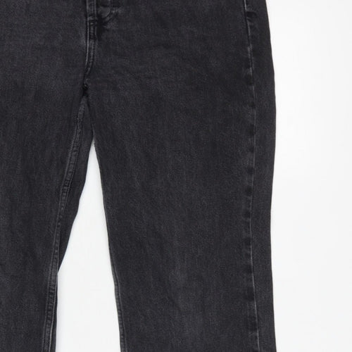 Topshop Women Black High Rise Straight Jeans UK 12 W30 L28