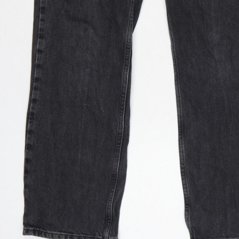 Topshop Women Black High Rise Straight Jeans UK 12 W30 L28