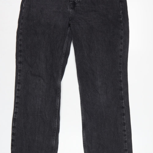 Topshop Women Black High Rise Straight Jeans UK 12 W30 L28