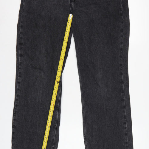 Topshop Women Black High Rise Straight Jeans UK 12 W30 L28