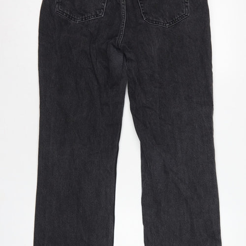 Topshop Women Black High Rise Straight Jeans UK 12 W30 L28