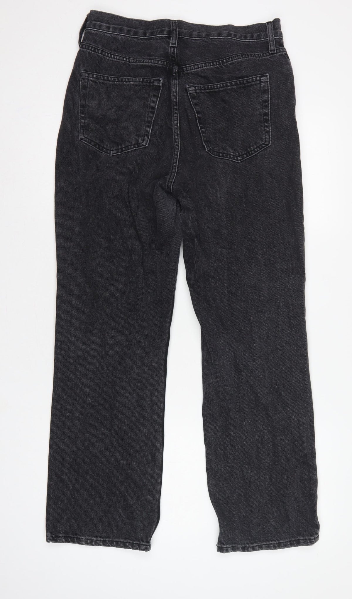 Topshop Women Black High Rise Straight Jeans UK 12 W30 L28
