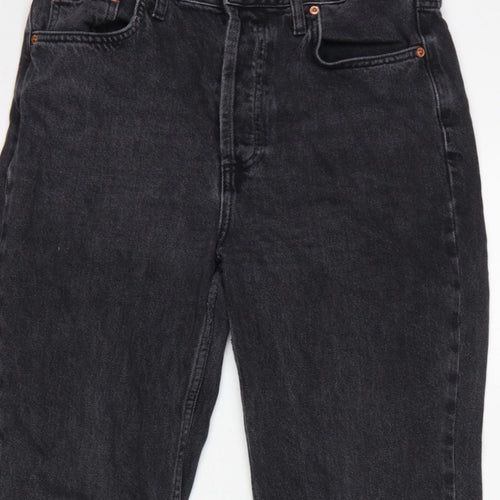 Topshop Women Black High Rise Straight Jeans UK 12 W30 L28