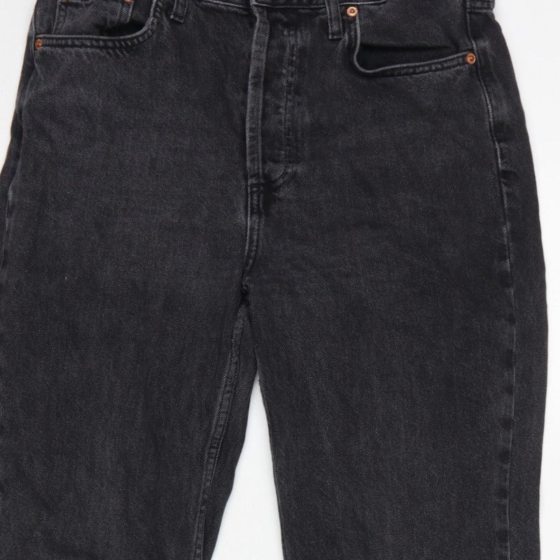 Topshop Women Black High Rise Straight Jeans UK 12 W30 L28
