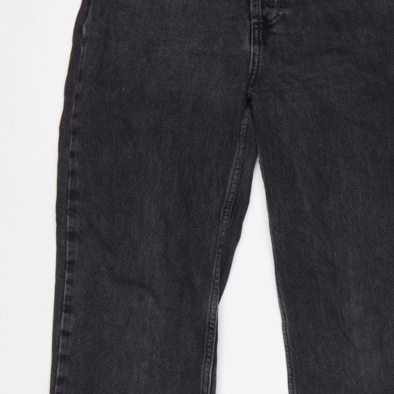 Topshop Women Black High Rise Straight Jeans UK 12 W30 L28