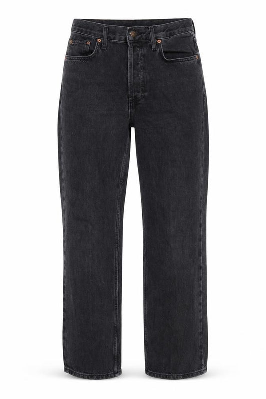 Topshop Women Black High Rise Straight Jeans UK 12 W30 L28