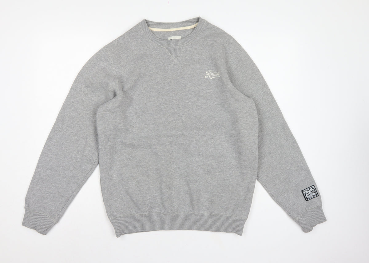 Animal Men’s Grey S Pullover Crew Neck Embroidered Logo Sweatshirt