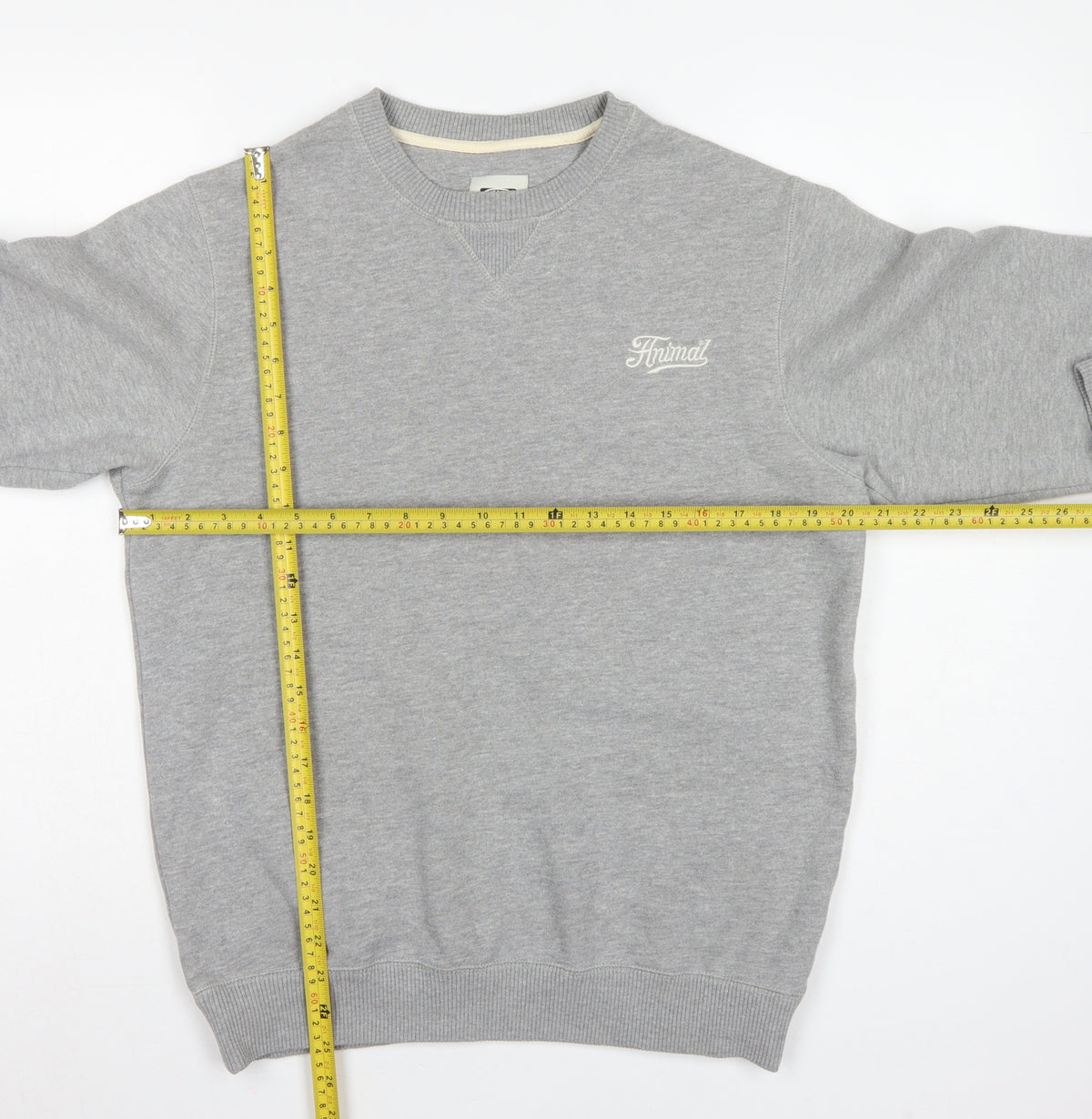 Animal Men’s Grey S Pullover Crew Neck Embroidered Logo Sweatshirt