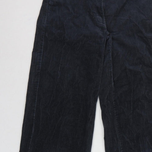 Marks and Spencer Women Black UK 6 Corduroy Wide-Leg Trousers