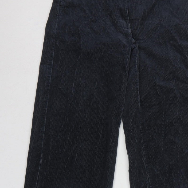 Marks and Spencer Women Black UK 6 Corduroy Wide-Leg Trousers