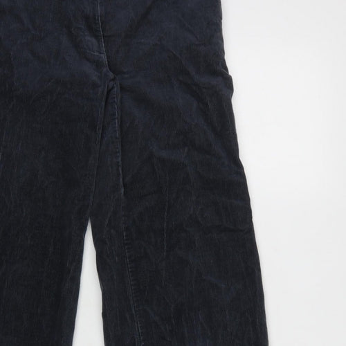 Marks and Spencer Women Black UK 6 Corduroy Wide-Leg Trousers