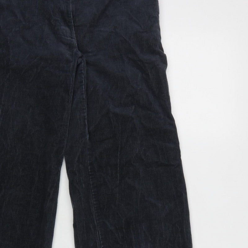 Marks and Spencer Women Black UK 6 Corduroy Wide-Leg Trousers