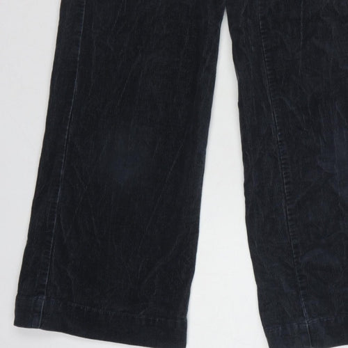 Marks and Spencer Women Black UK 6 Corduroy Wide-Leg Trousers