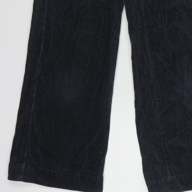 Marks and Spencer Women Black UK 6 Corduroy Wide-Leg Trousers