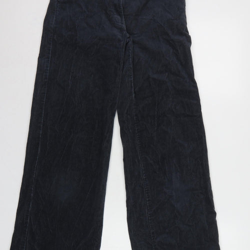 Marks and Spencer Women Black UK 6 Corduroy Wide-Leg Trousers