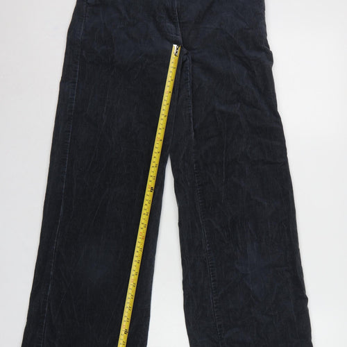 Marks and Spencer Women Black UK 6 Corduroy Wide-Leg Trousers