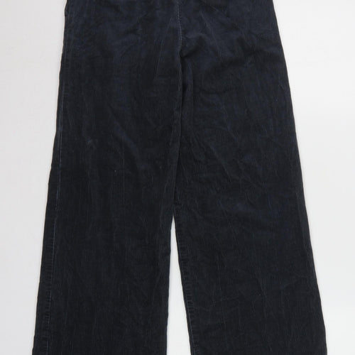 Marks and Spencer Women Black UK 6 Corduroy Wide-Leg Trousers