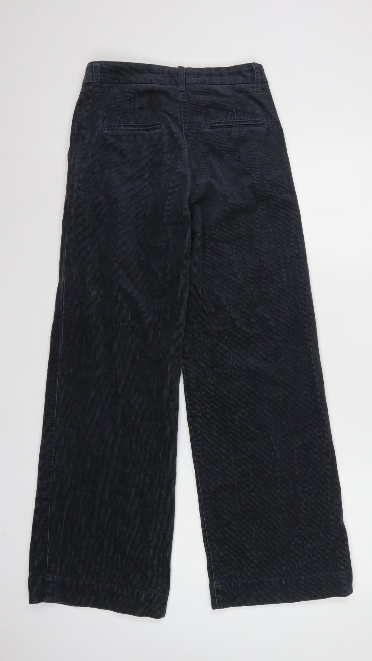 Marks and Spencer Women Black UK 6 Corduroy Wide-Leg Trousers
