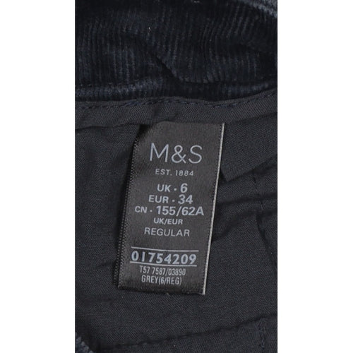 Marks and Spencer Women Black UK 6 Corduroy Wide-Leg Trousers