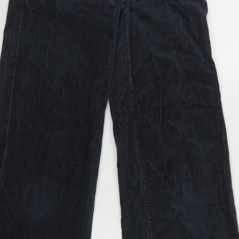 Marks and Spencer Women Black UK 6 Corduroy Wide-Leg Trousers