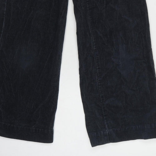 Marks and Spencer Women Black UK 6 Corduroy Wide-Leg Trousers