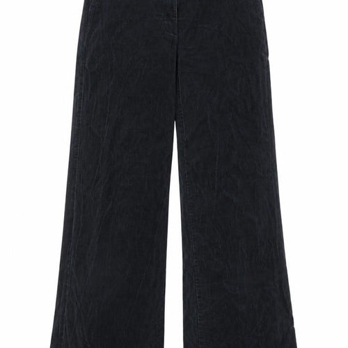 Marks and Spencer Women Black UK 6 Corduroy Wide-Leg Trousers