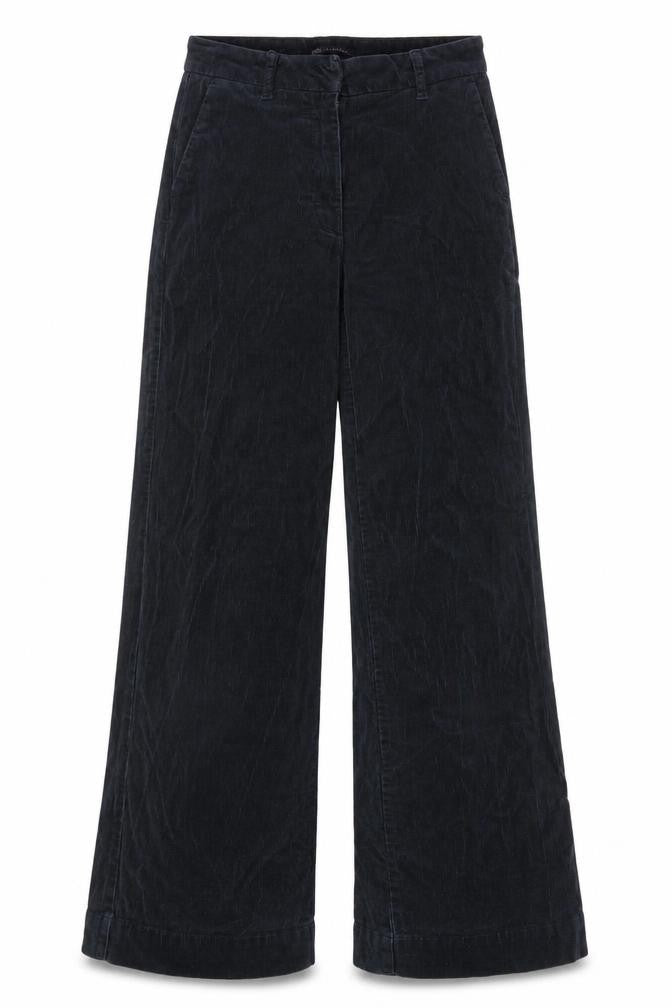 Marks and Spencer Women Black UK 6 Corduroy Wide-Leg Trousers