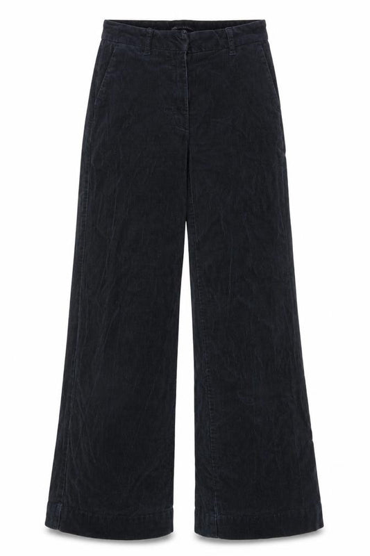 Marks and Spencer Women Black UK 6 Corduroy Wide-Leg Trousers