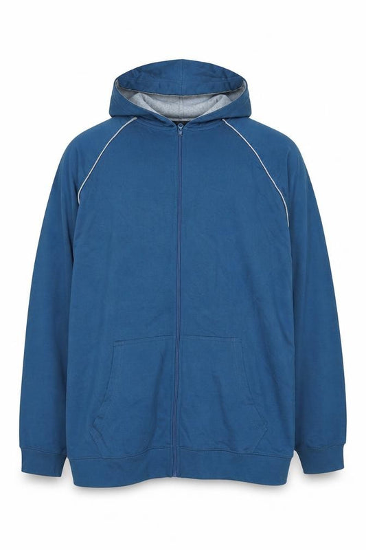 Bigdude Men’s Blue UK 4XL Full Zip Hooded Jersey Sweatshirt