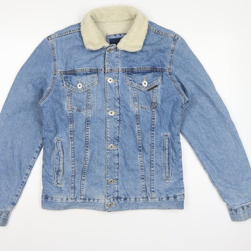 Zara Man Men's Blue M Sherpa Lined Denim Button Jacket