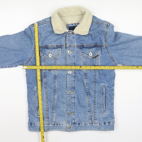 Zara Man Men's Blue M Sherpa Lined Denim Button Jacket