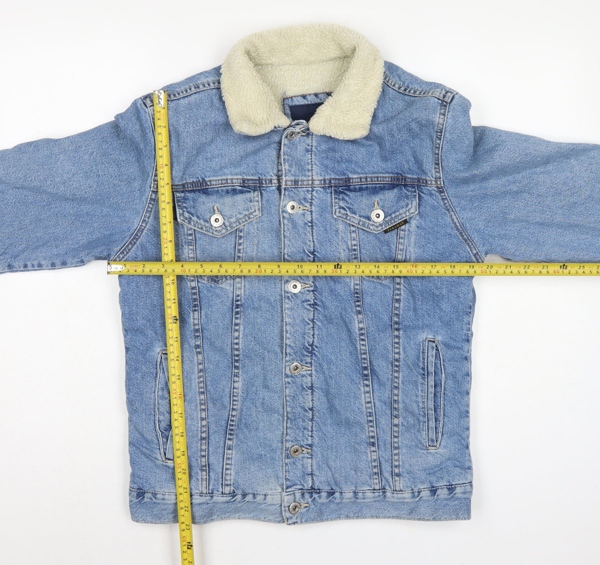 Zara Man Men's Blue M Sherpa Lined Denim Button Jacket