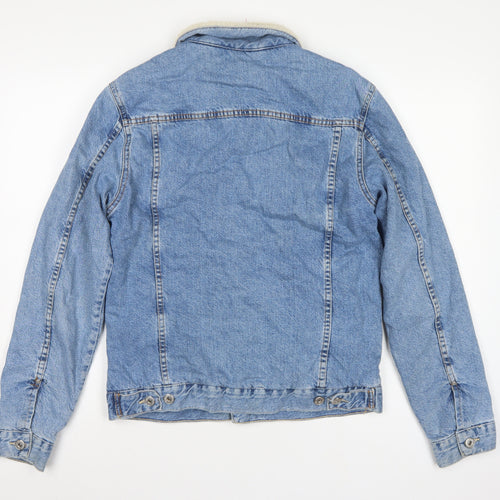 Zara Man Men's Blue M Sherpa Lined Denim Button Jacket