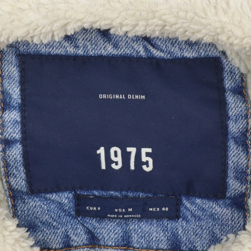 Zara Man Men's Blue M Sherpa Lined Denim Button Jacket